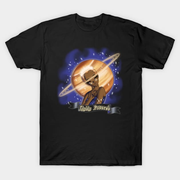 African American Woman and Saturn T-Shirt by treasured-gift